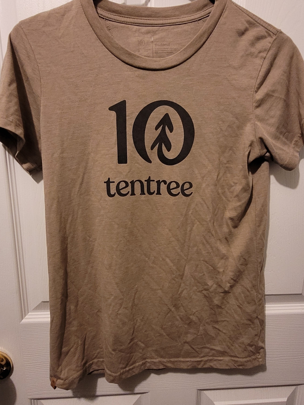 tentree Khaki/Tan Logo T‑Shirt with Black Print